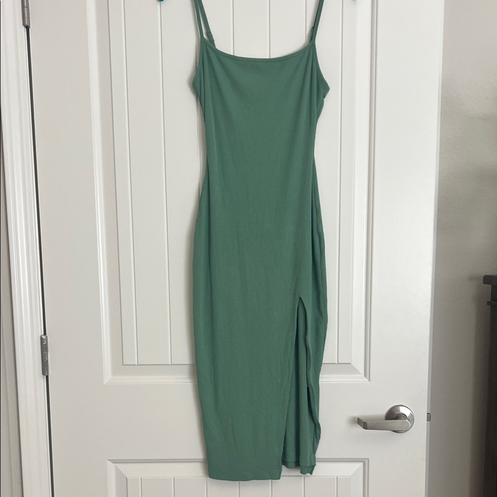 superdown Mint Green Spaghetti Strap Midi Dress with Side Slit